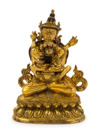 A Sino-Tibetan Gilt Bronze Figure of Vajradhara