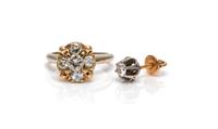 A Collection of 14 Karat Gold and Diamond Jewelry,
