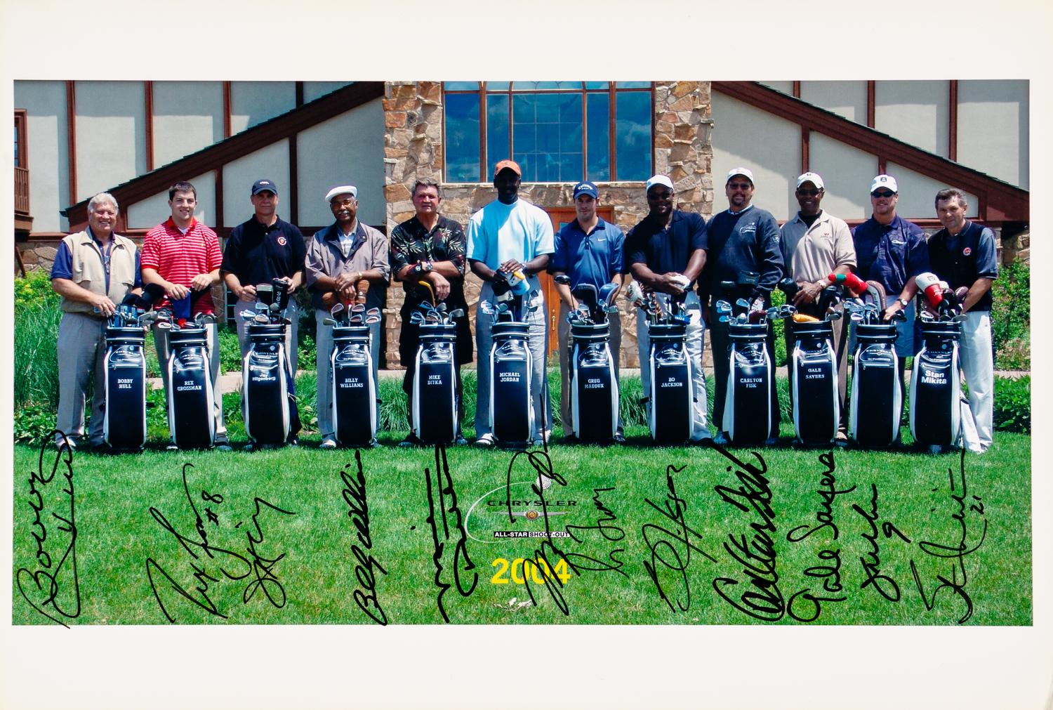 A 2004 Chrysler Golf Shootout Chicago Sports Stars Multi Signed Autograph Photo Including Michael Jordan (Beckett Authentication Services)