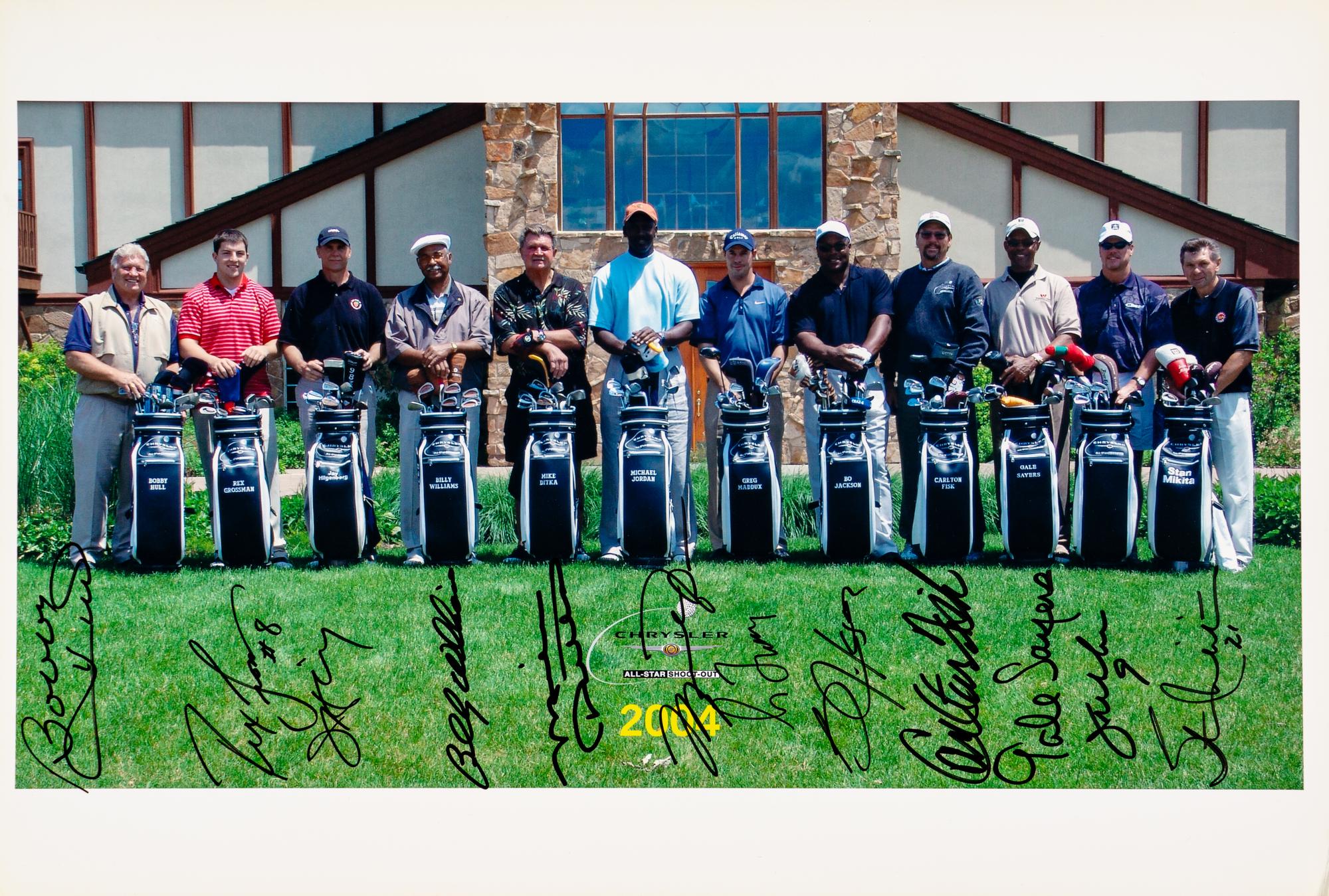 A 2004 Chrysler Golf Shootout Chicago Sports Stars Multi Signed Autograph Photo Including Michael Jordan (Beckett Authentication Services)