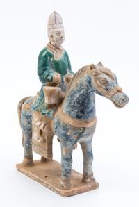 A Tang Style Pottery Figural Group Height 12 1/4 inches.