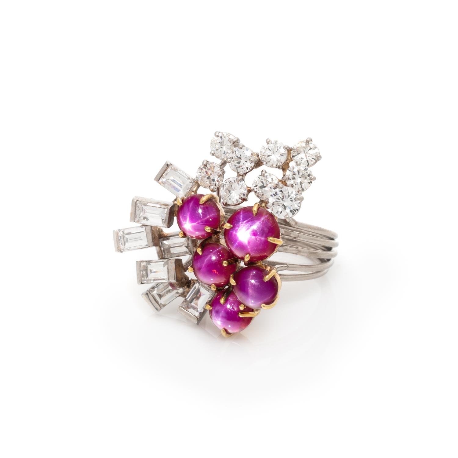 BURMESE STAR RUBY AND DIAMOND RING
