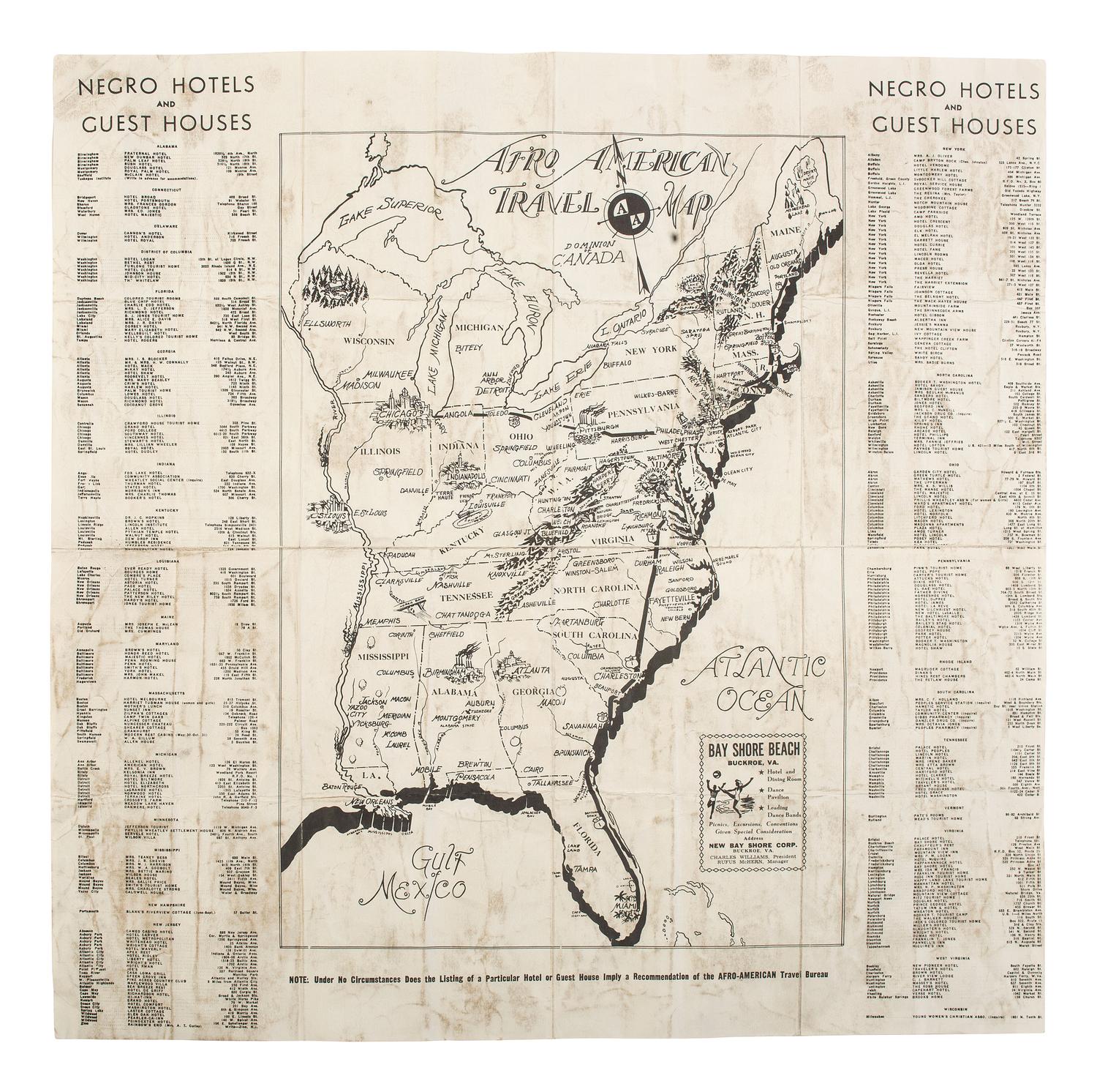 [BUSINESS]. Travel Guide of Negro Hotels and Guest Houses. Published by Afro-American Newspapers of Baltimore, Washington, Philadelphia, Newark, and Richmond, [ca 1942].