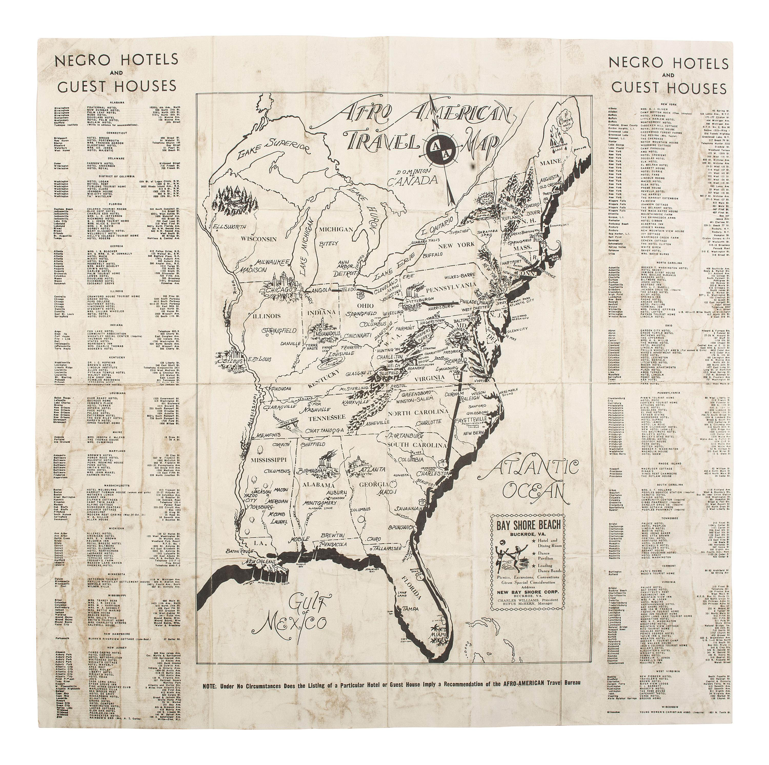 [BUSINESS]. Travel Guide of Negro Hotels and Guest Houses. Published by Afro-American Newspapers of Baltimore, Washington, Philadelphia, Newark, and Richmond, [ca 1942].