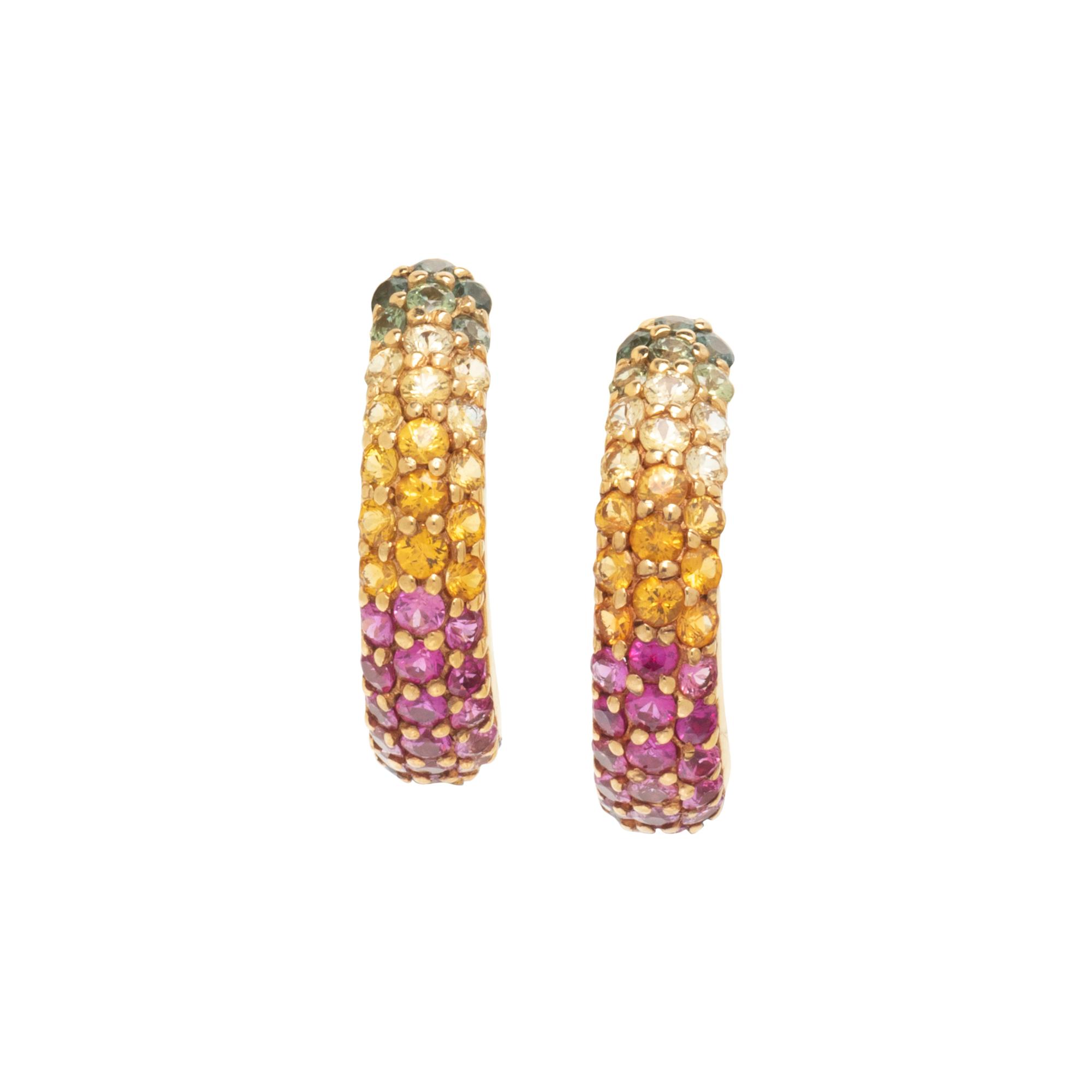 MULTICOLOR SAPPHIRE HALF-HOOP EARRINGS