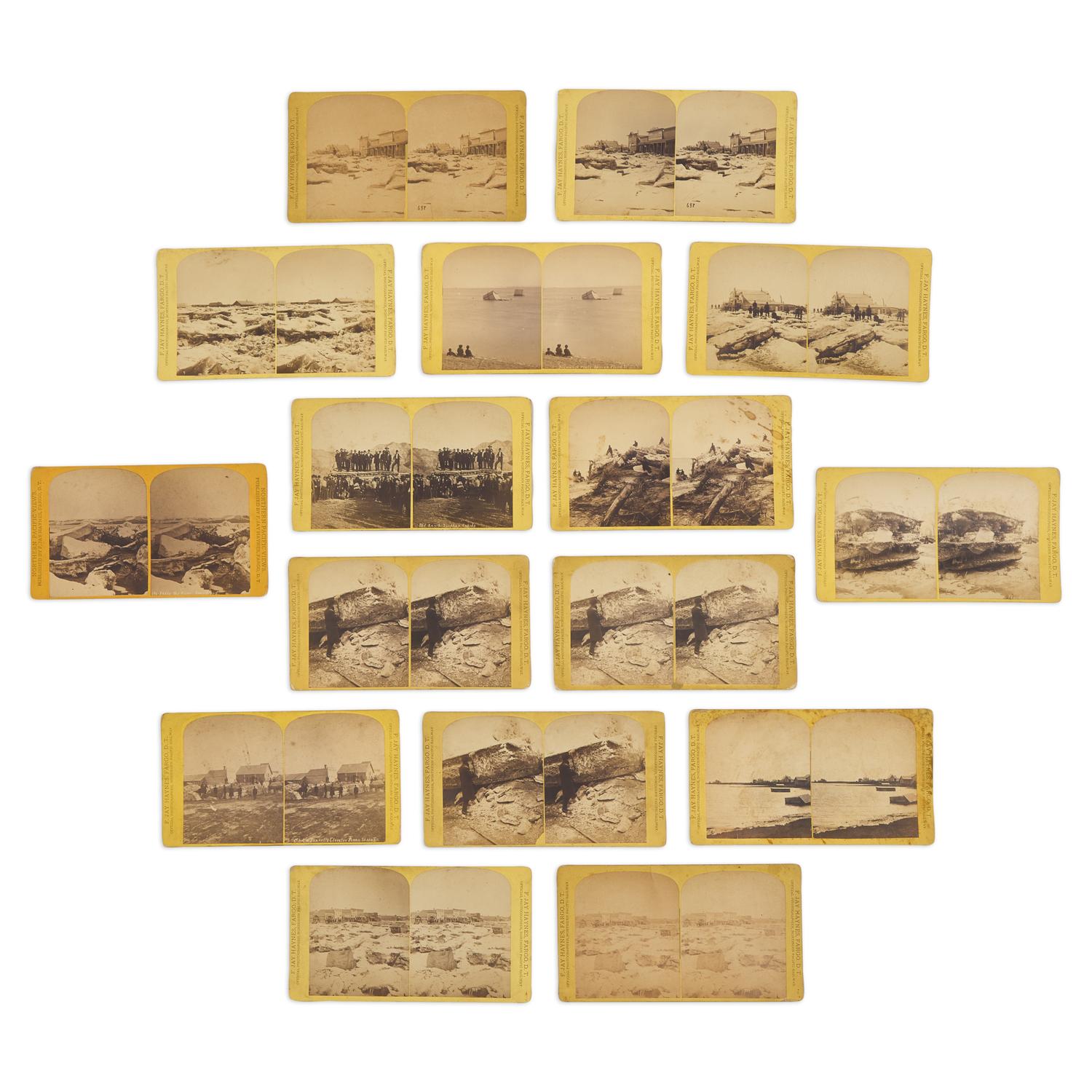 Haynes, F. Jay (1853-1921). A group of 16 stereoviews including the Mandan, D.T. flood of 1881.
