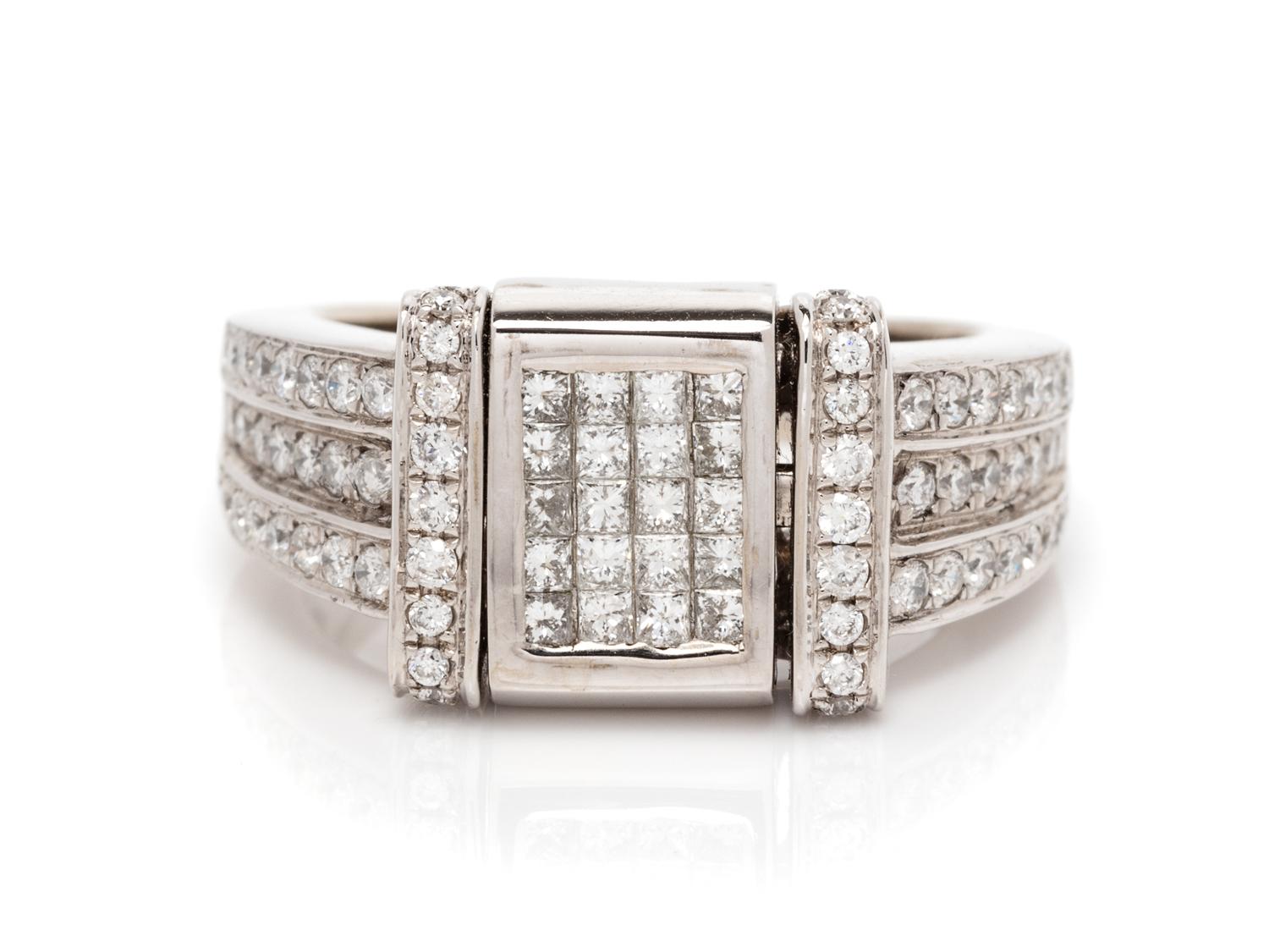 A 14 Karat White Gold, Irradiated Diamond and Diamond Ring,