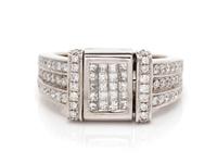 A 14 Karat White Gold, Irradiated Diamond and Diamond Ring,
