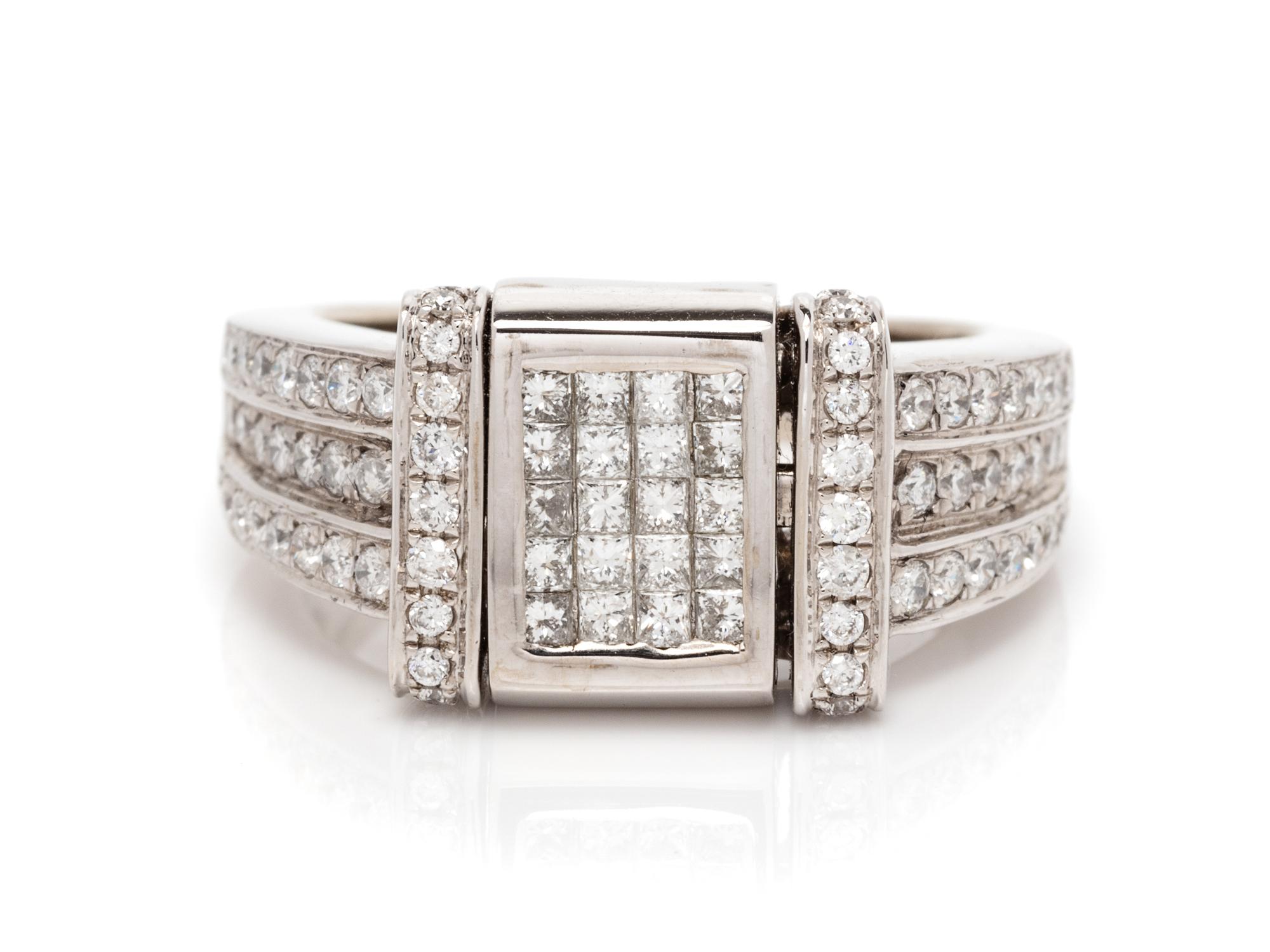 A 14 Karat White Gold, Irradiated Diamond and Diamond Ring,