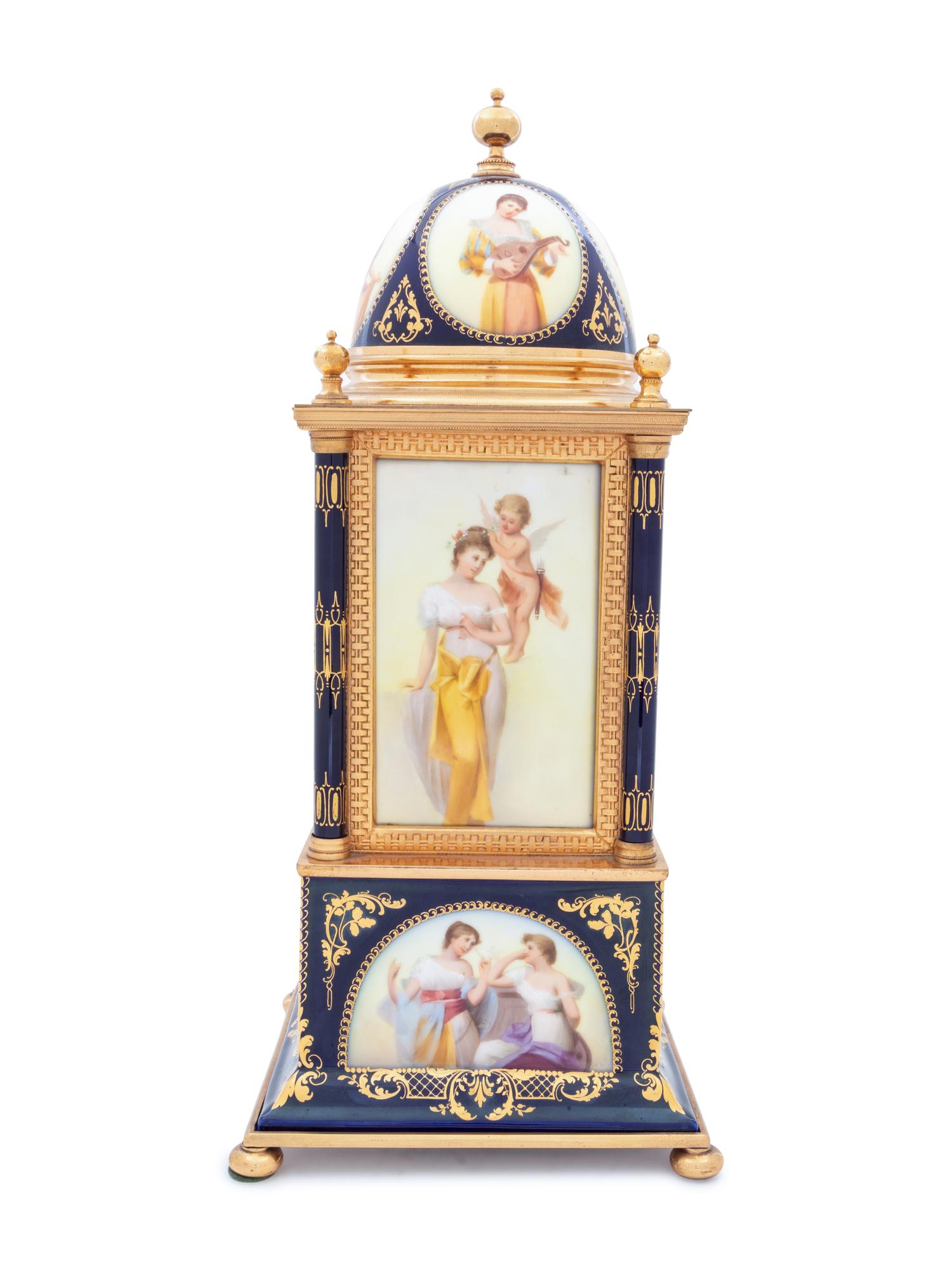 A Vienna Porcelain Mantel Clock