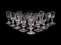 Fifteen English Glass Wine Stems