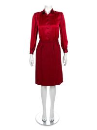 A Nina Ricci Red Tweed Wool Skirt Suit, 1980s