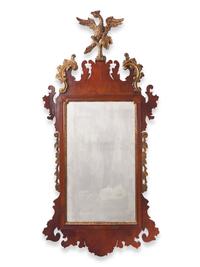 A Chippendale Style Parcel-Gilt And Mahogany Veneered Looking Glass