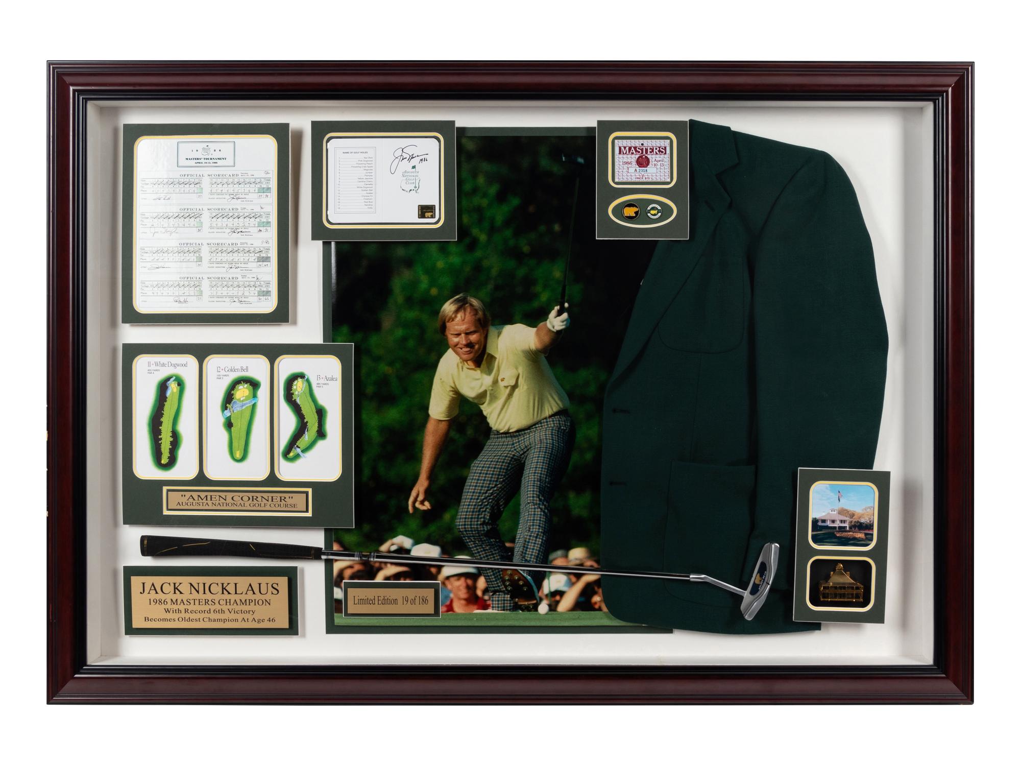 A Jack Nicklaus Signed Autograph 1986 Masters Presentation Formerly Displayed at Mike Ditka's Restaurant,