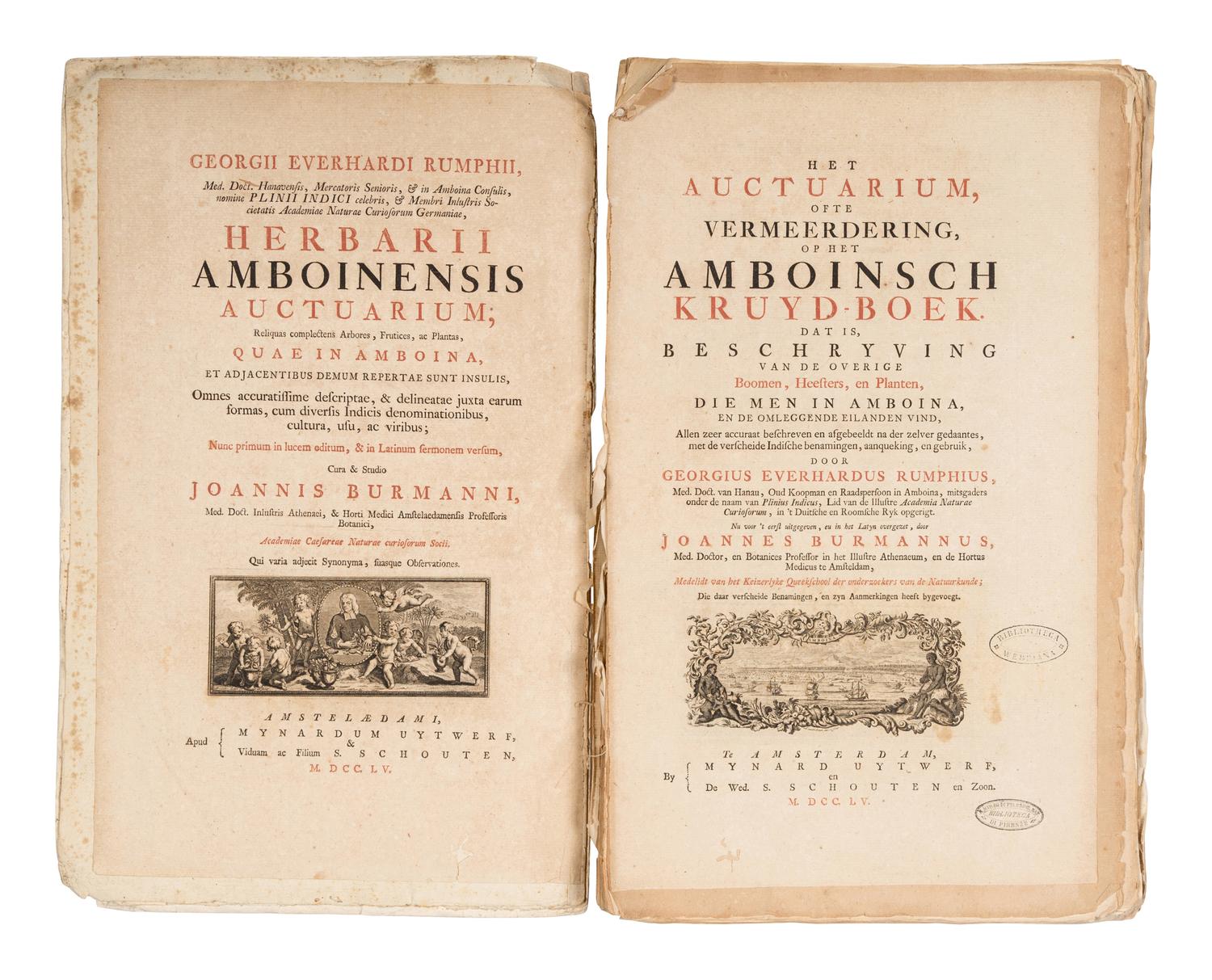 RUMPF, Georg Eberhard (1628-1702). Herbarii Amboinesis Auctuarium ... Het Auctuarium ofte Vermeerdering op her Amboinsch Kruyd-Boek . Amsterdam: Mynard Uytwerf et al, 1755.