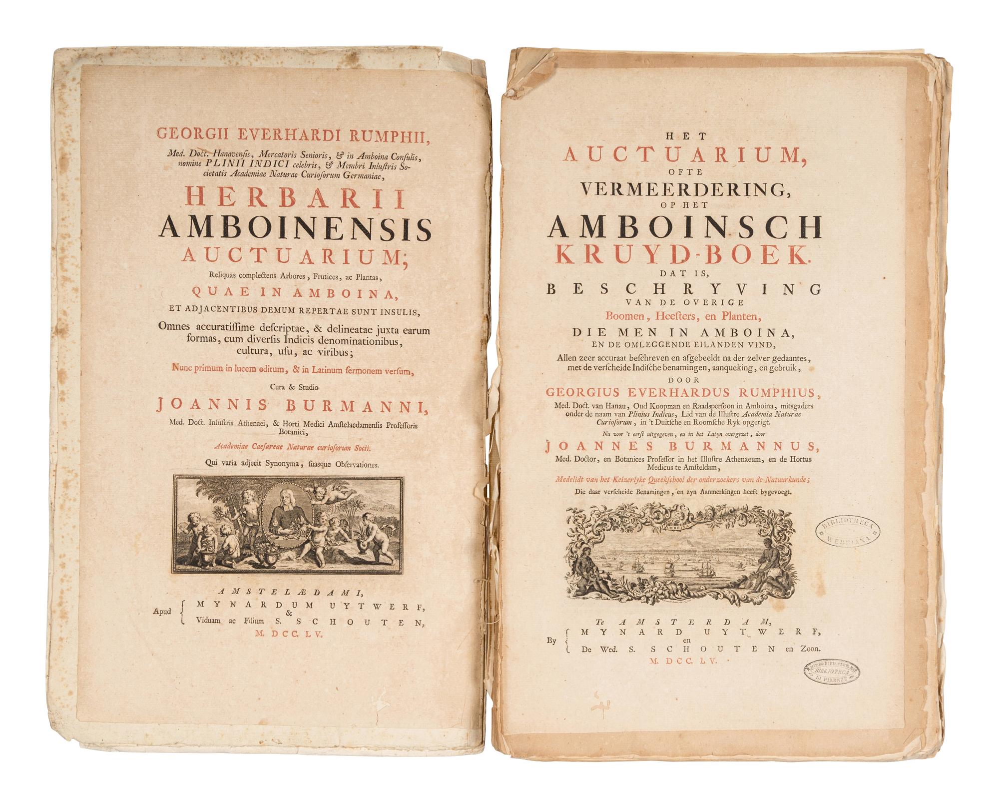 RUMPF, Georg Eberhard (1628-1702). Herbarii Amboinesis Auctuarium ... Het Auctuarium ofte Vermeerdering op her Amboinsch Kruyd-Boek . Amsterdam: Mynard Uytwerf et al, 1755.
