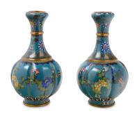 A Pair of Chinese Export Cloisonné Enamel Vases