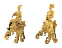 A Pair of French Gilt Bronze Chenets