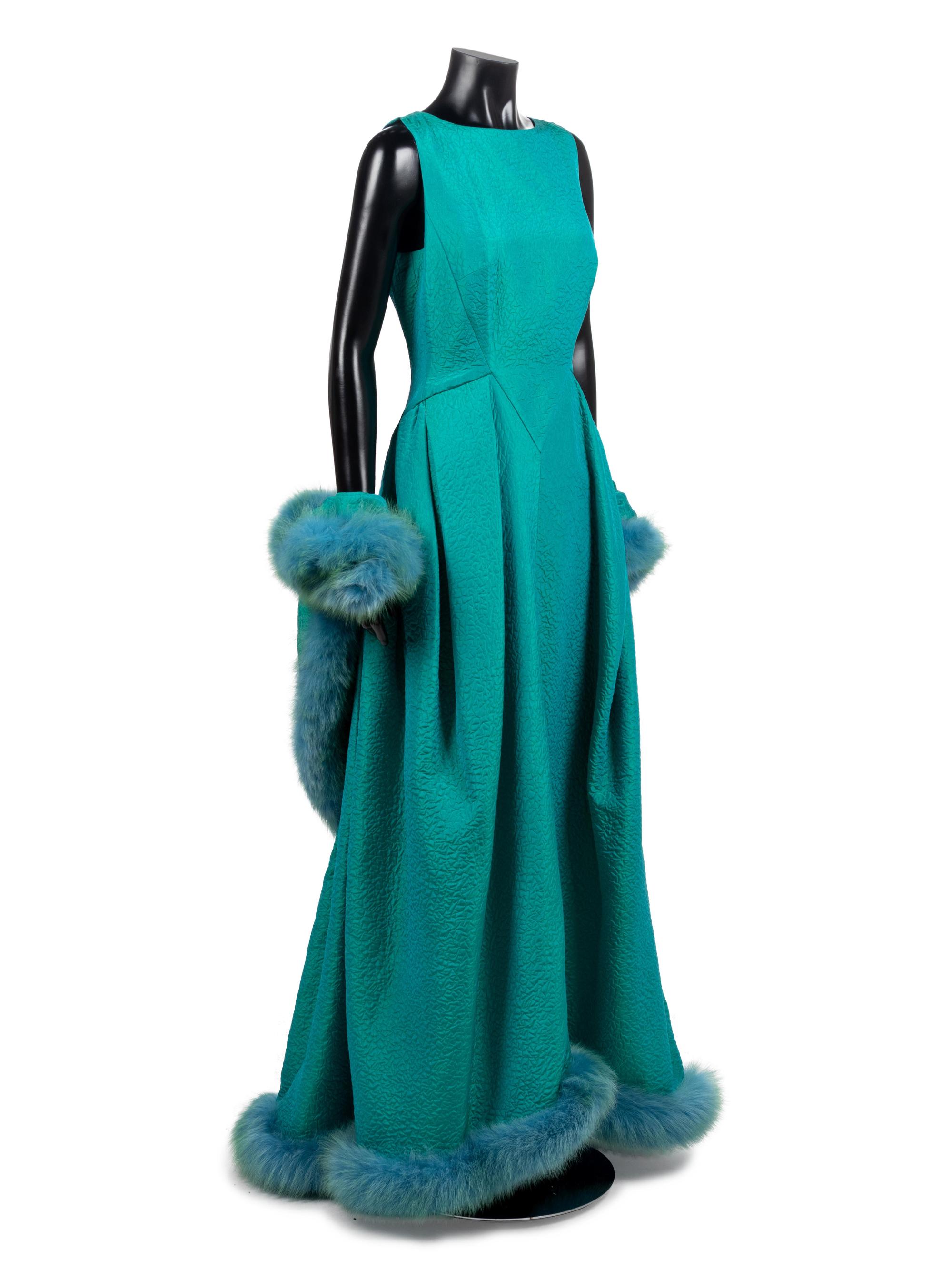 Mario Borsato Evening Dress and Wrap, Trimmed with Fur, 1990s