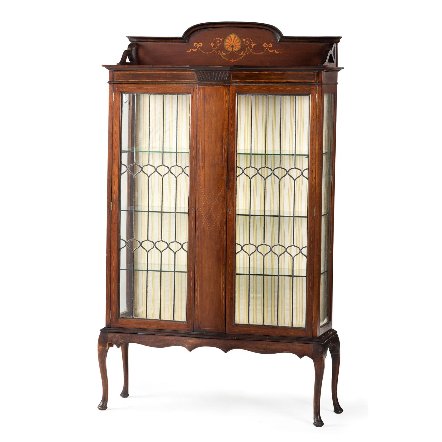 An Aesthetic Movement Inlaid Mahogany Vitrine Cabinet