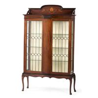 An Aesthetic Movement Inlaid Mahogany Vitrine Cabinet