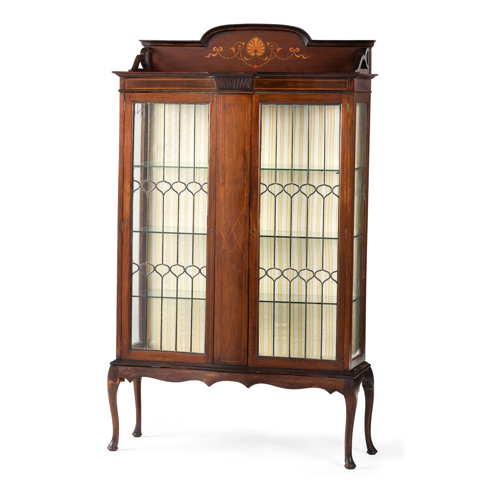 An Aesthetic Movement Inlaid Mahogany Vitrine Cabinet