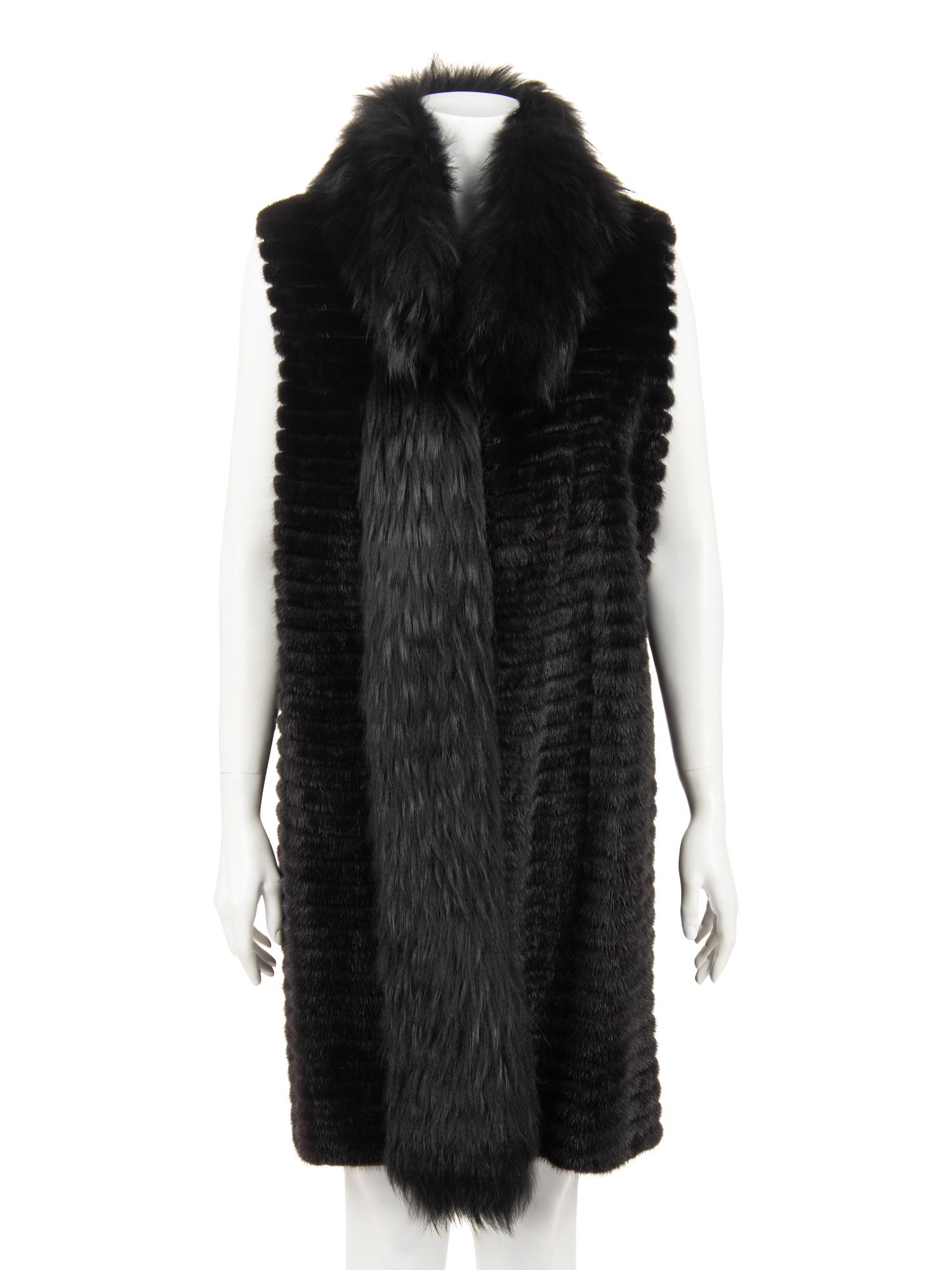 J. Mendel Mink Fur Sleeveless Tunic with Raccoon Fur Collar
