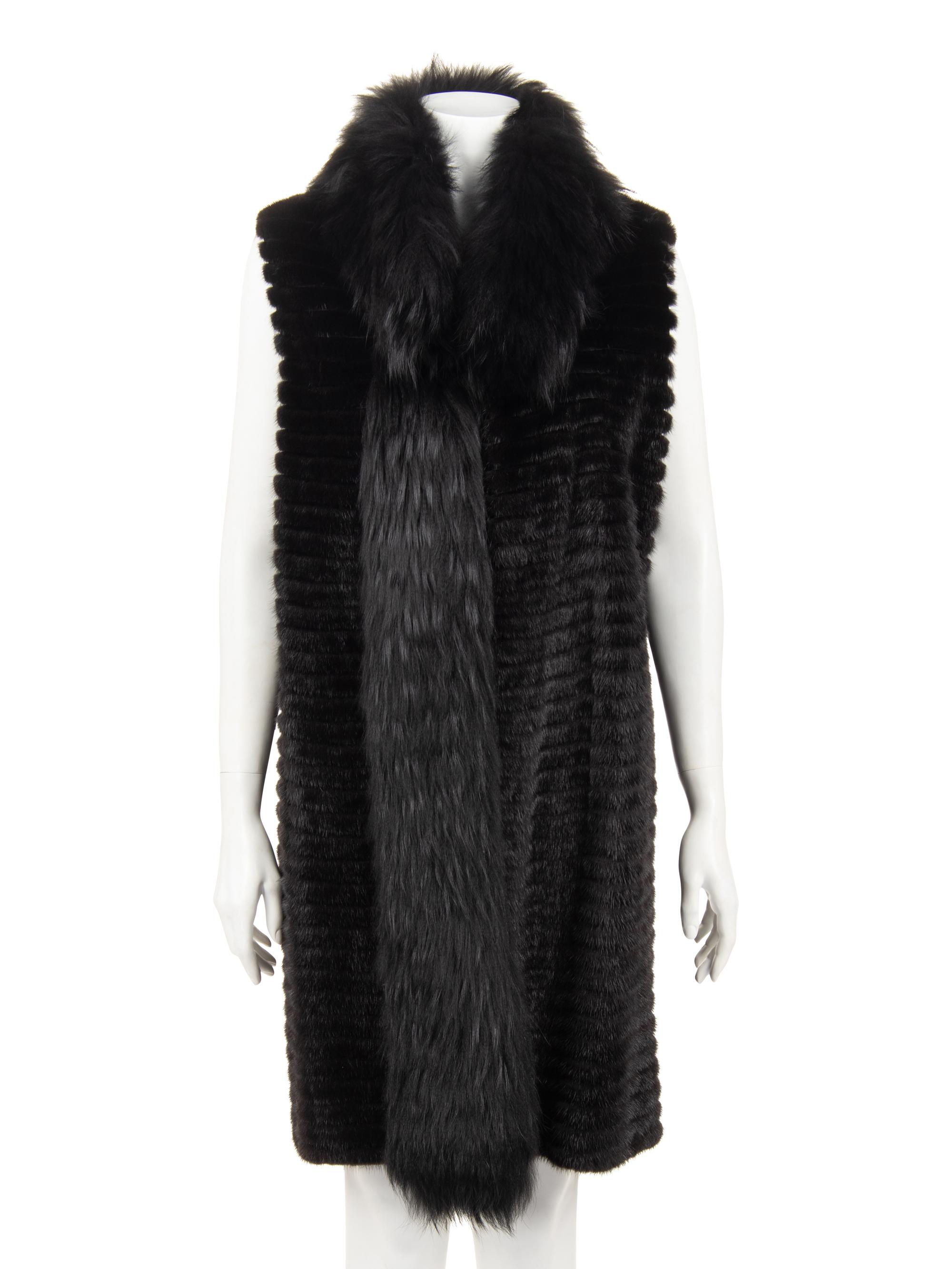 J. Mendel Mink Fur Sleeveless Tunic with Raccoon Fur Collar