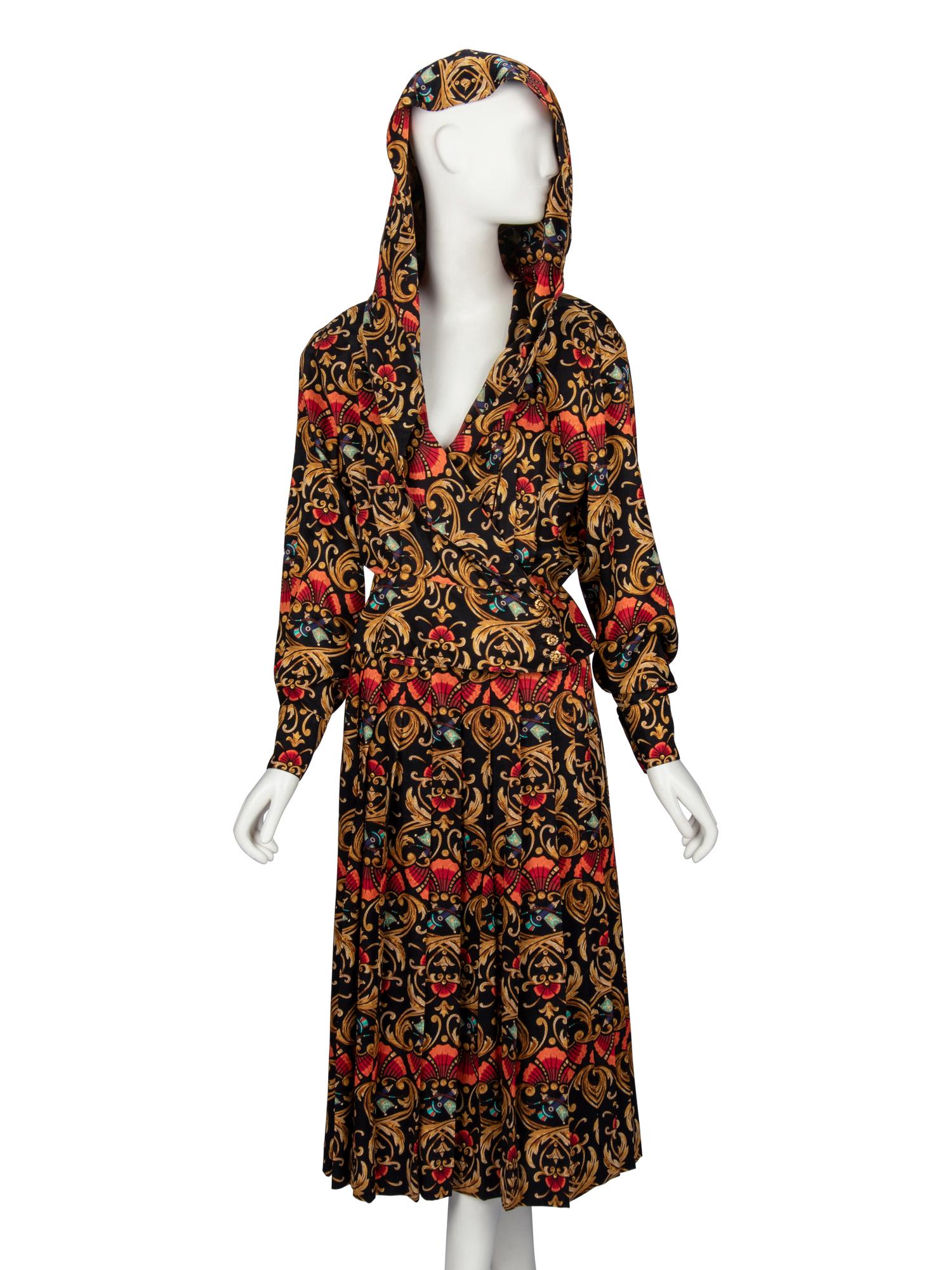 Hermès, Printed Silk Twill Skirt Ensemble