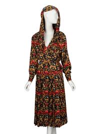 Hermès, Printed Silk Twill Skirt Ensemble