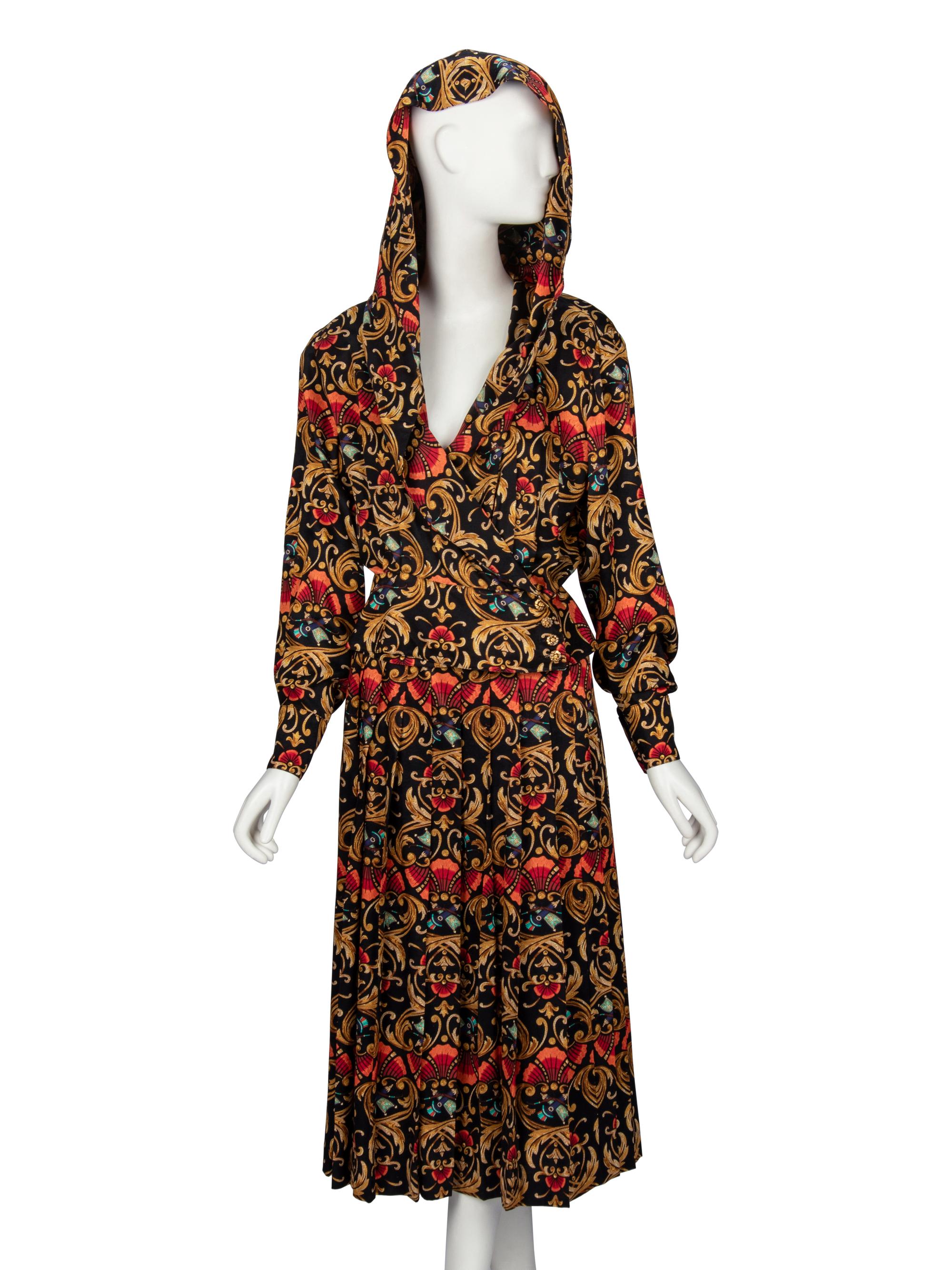 Hermès, Printed Silk Twill Skirt Ensemble
