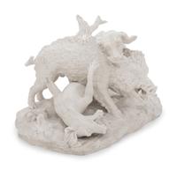 A Sèvres Bisque Porcelain La Chasse au Sanglier Figural Group