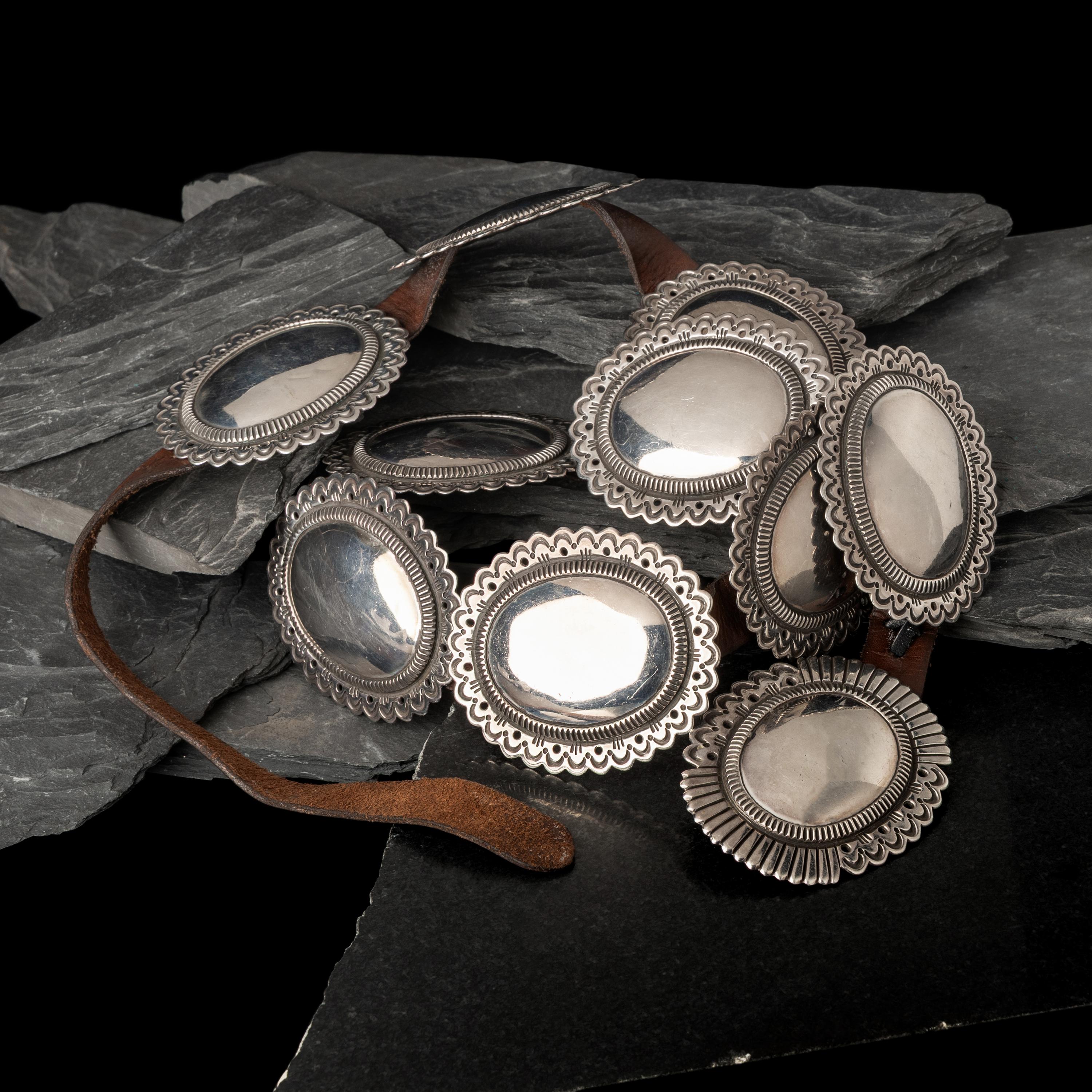 Cippy CrazyHorse (Diné, b. 1946) — Sterling Silver Concha Belt