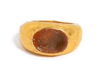 A Roman Gold and Carnelian Finger Ring with the Portrait Head of Socrates