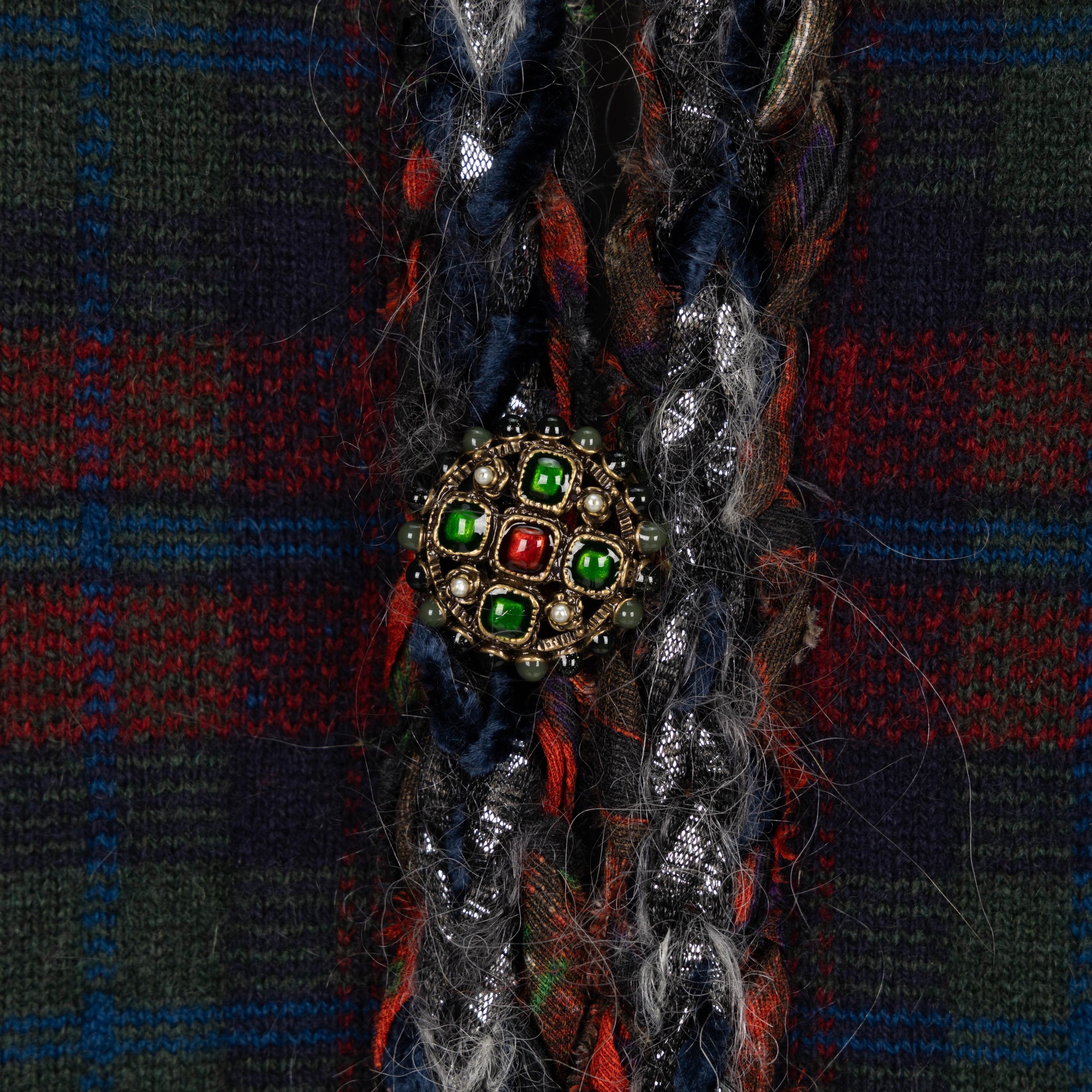 Chanel, Plaid Cashmere Knit Cardigan