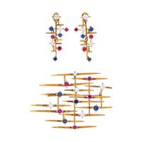 MODERNIST, YELLOW GOLD, DIAMOND AND MULTIGEM SET