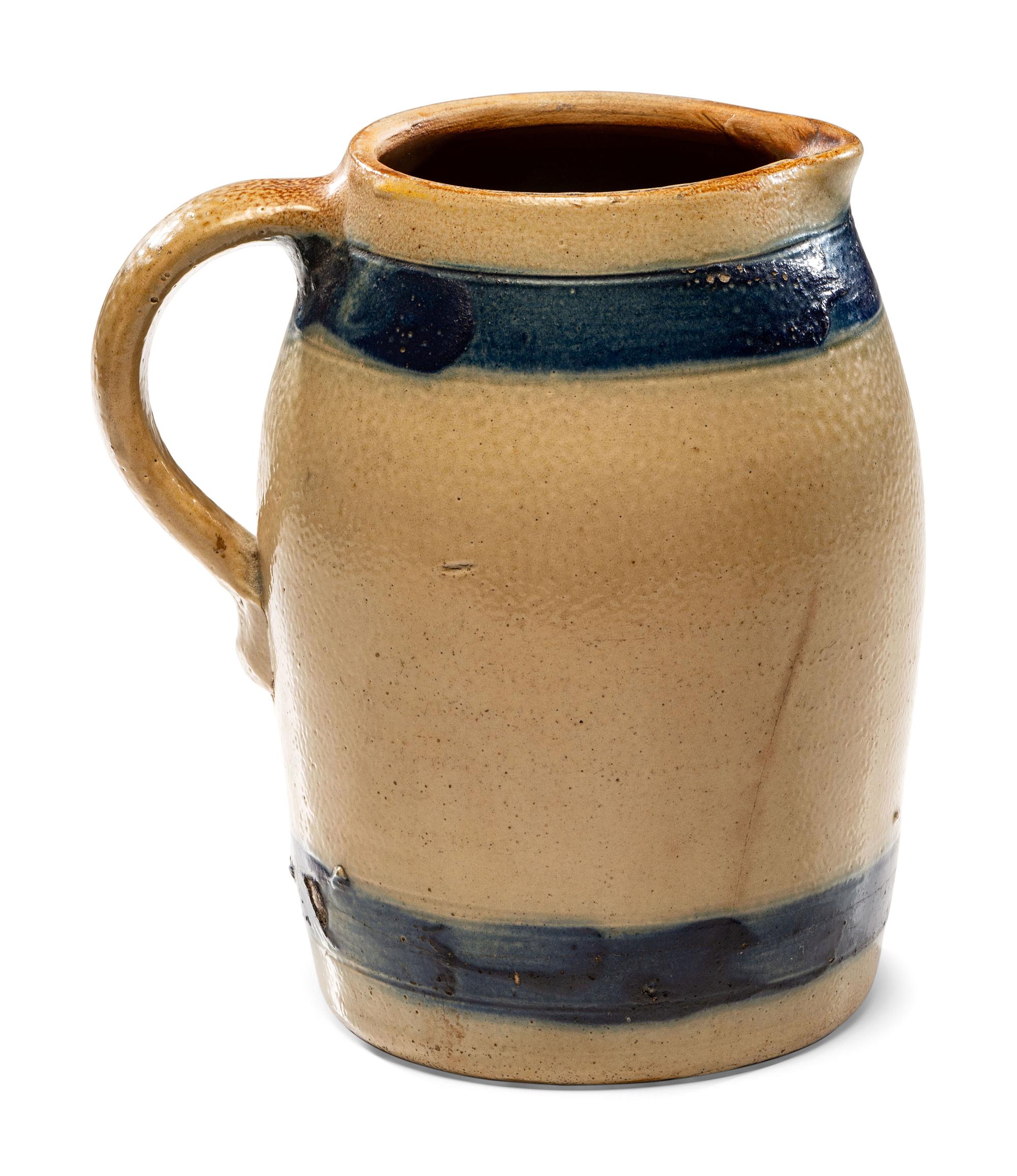 A Cobalt Decorated Stoneware Pitcher