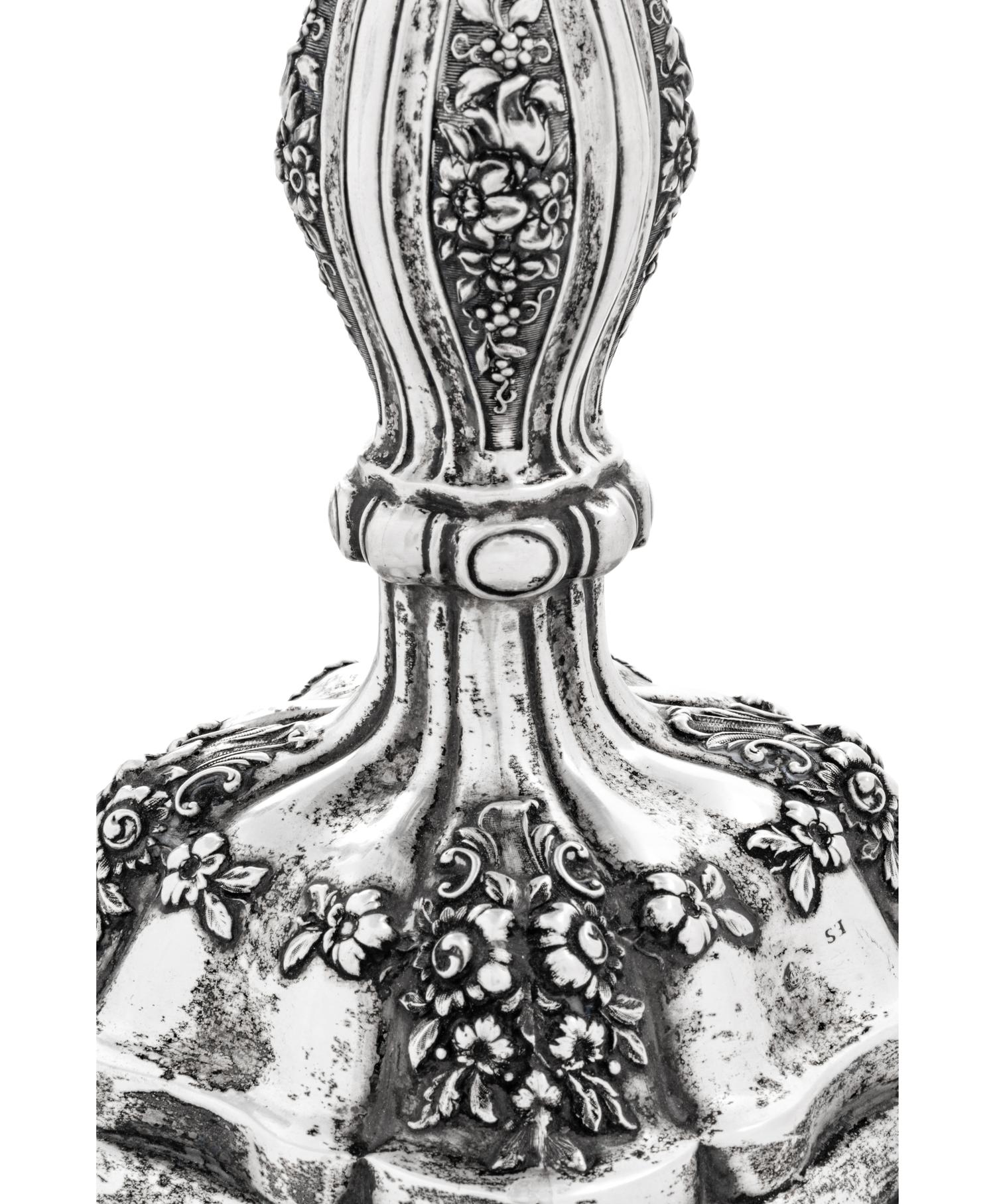 A Pair of Austrian Silver Candlesticks