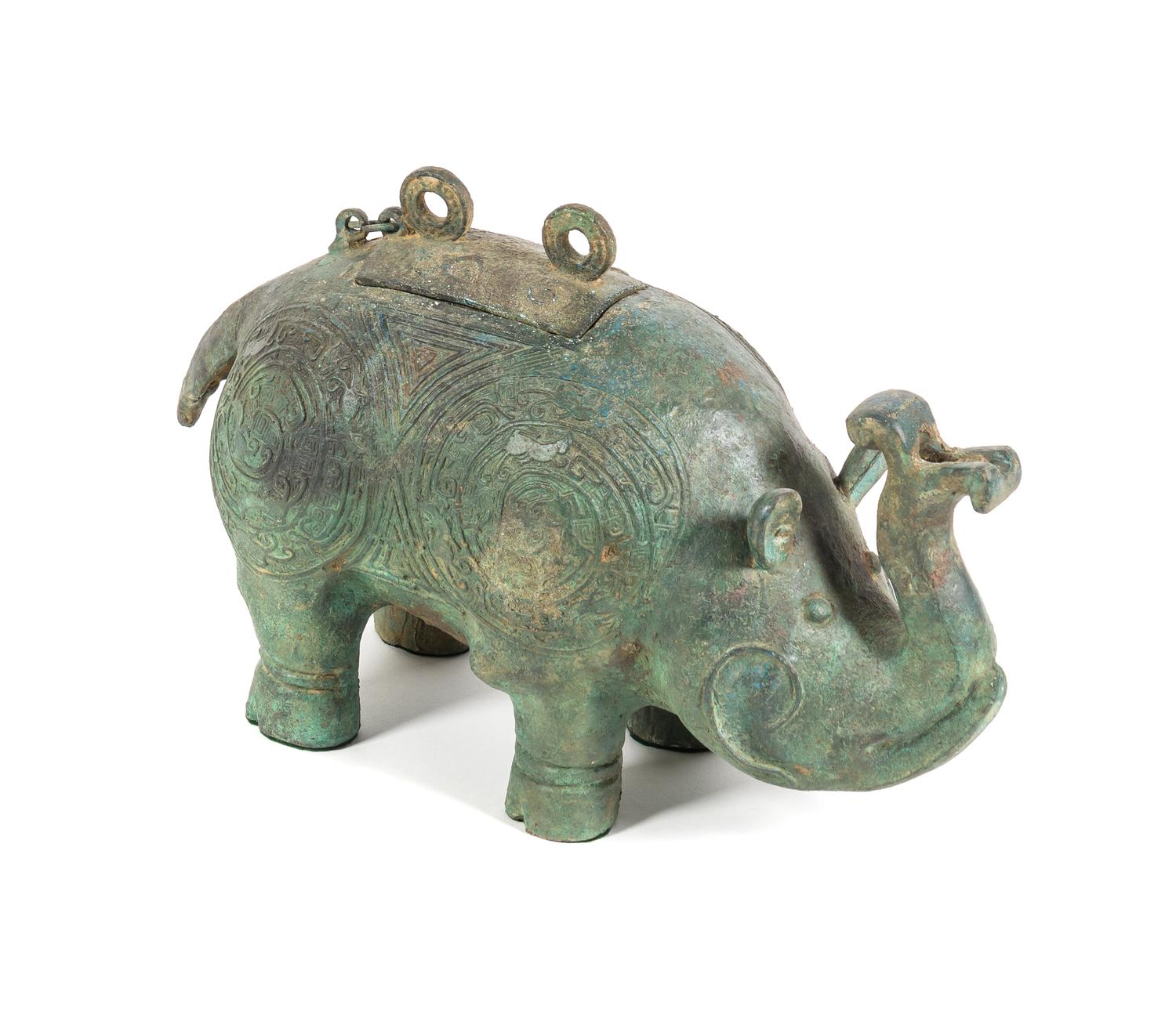A Bronze Archaistic Elephant-Form Vessel Length 16 inches.