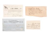 [TRANSPORTATION - AVIATION]. A group of 4 items associated with transportation, including a stock certificate of the Aerial Navigation Company, 1852.