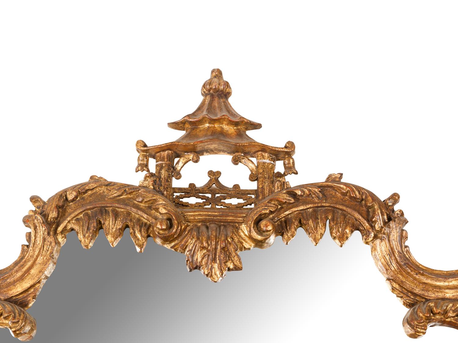 A Chinese Chippendale Style Giltwood Looking Glass