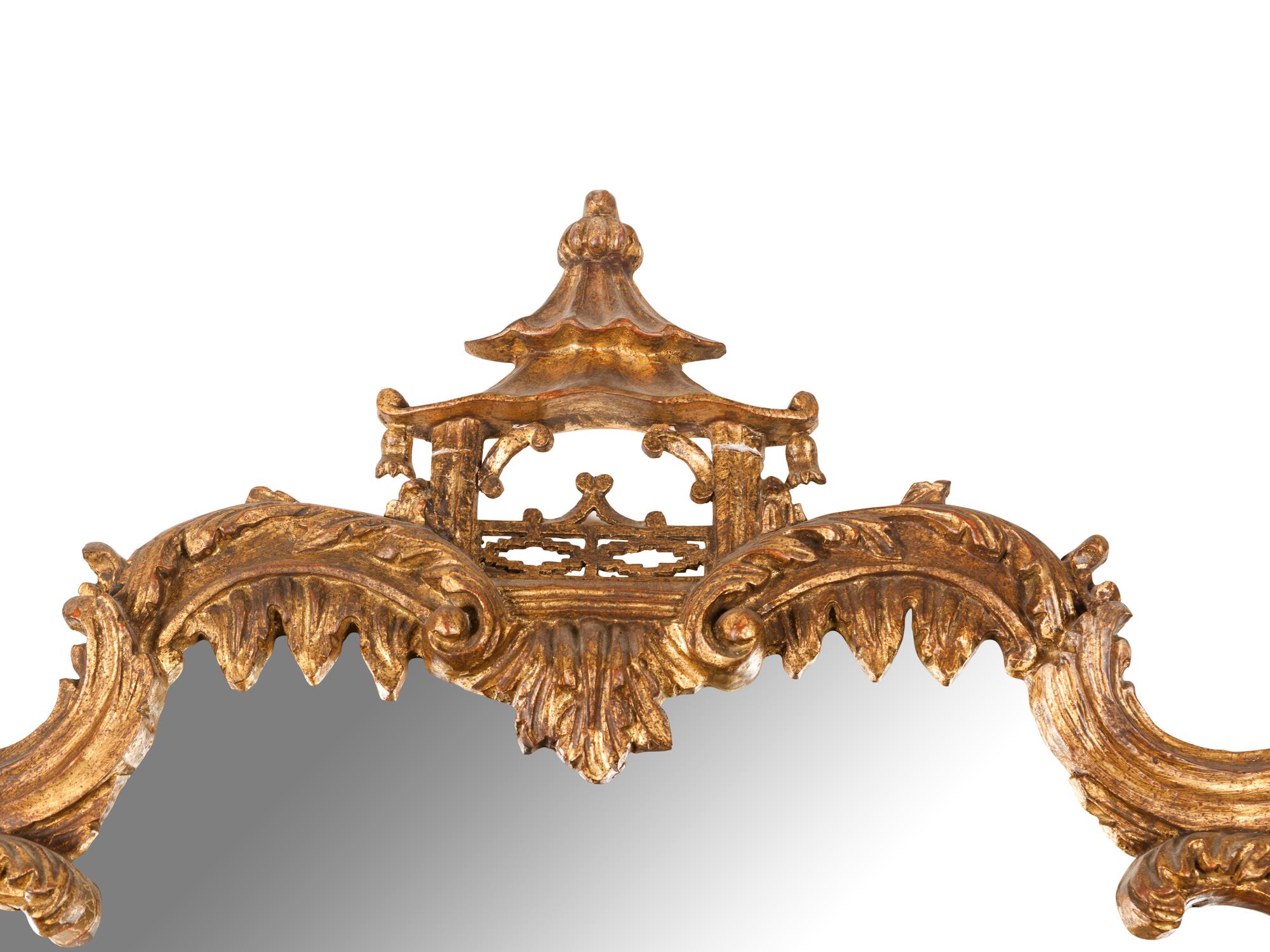 A Chinese Chippendale Style Giltwood Looking Glass