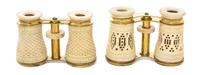Two Pairs of Carved Ivory Veneered Opera Glasses, Width 4 1/4 inches.