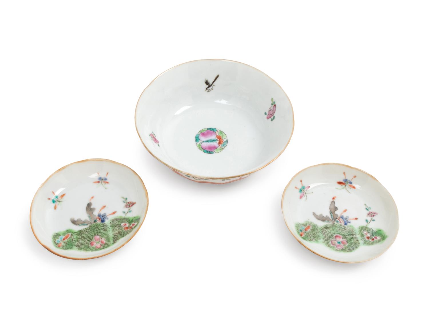 Three Famille Rose Porcelain Wares