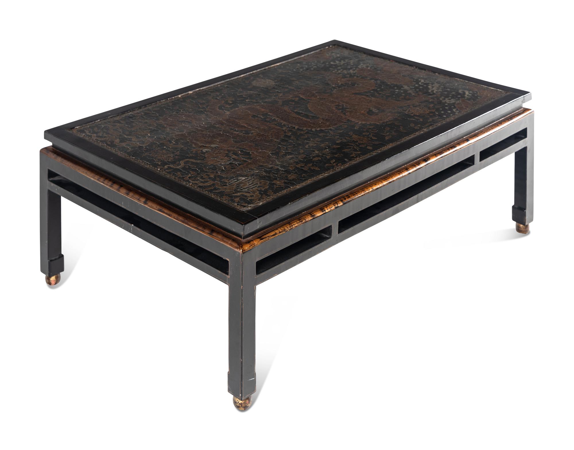 A Chinese Lacquer-Inset Low Table
