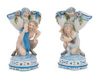 A Pair of German Porcelain Figural Vases