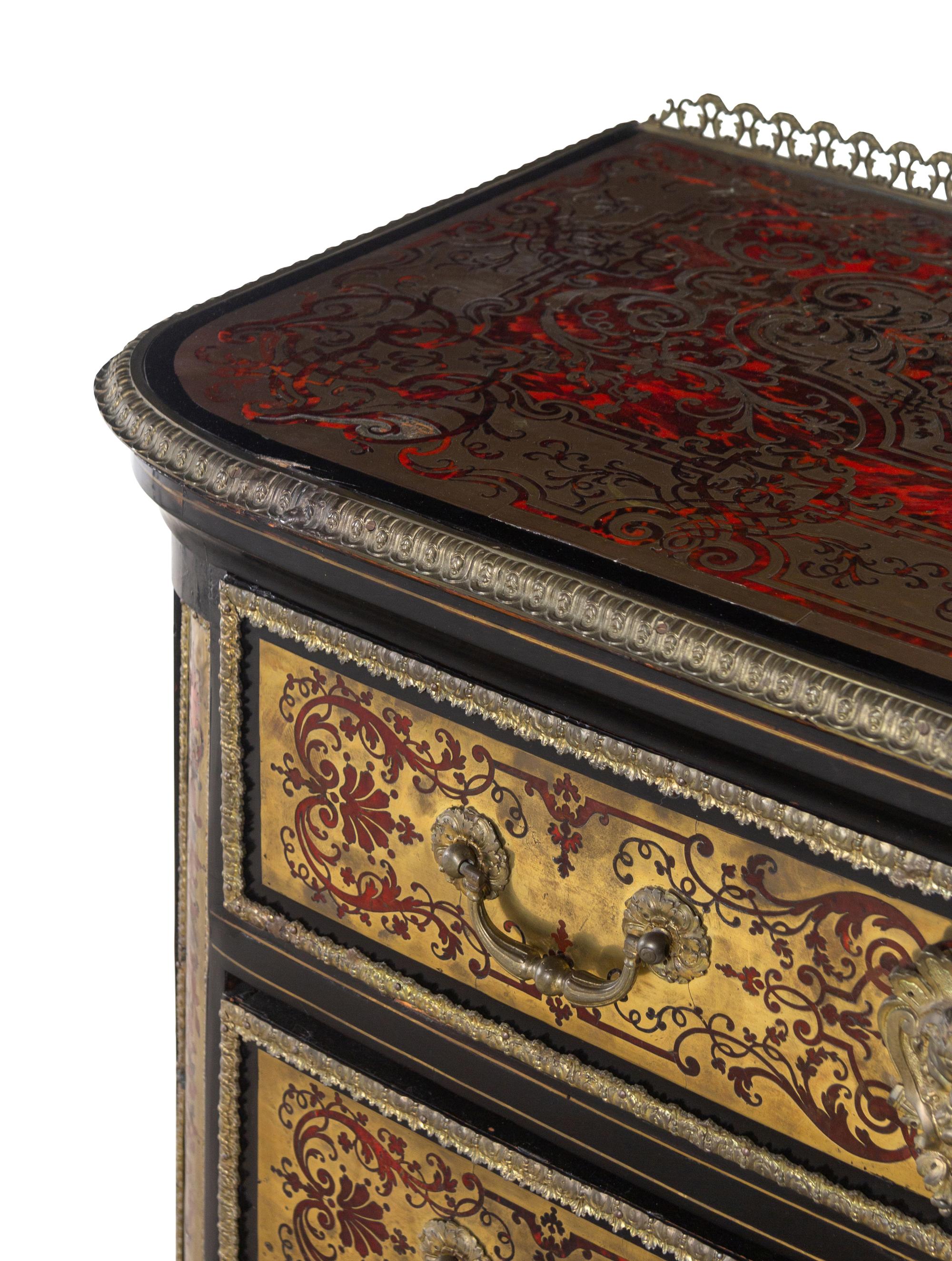 A Louis XIV Gilt Bronze Mounted Tortoise Shell and Brass Marquetry Commode in the Manner of André-Charles Boulle