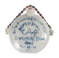 A Cobalt Decorated Stoneware Grand Army of the Republic G.A.R. Flask