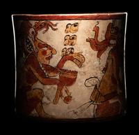 A Maya Polychrome Cylinder Vessel