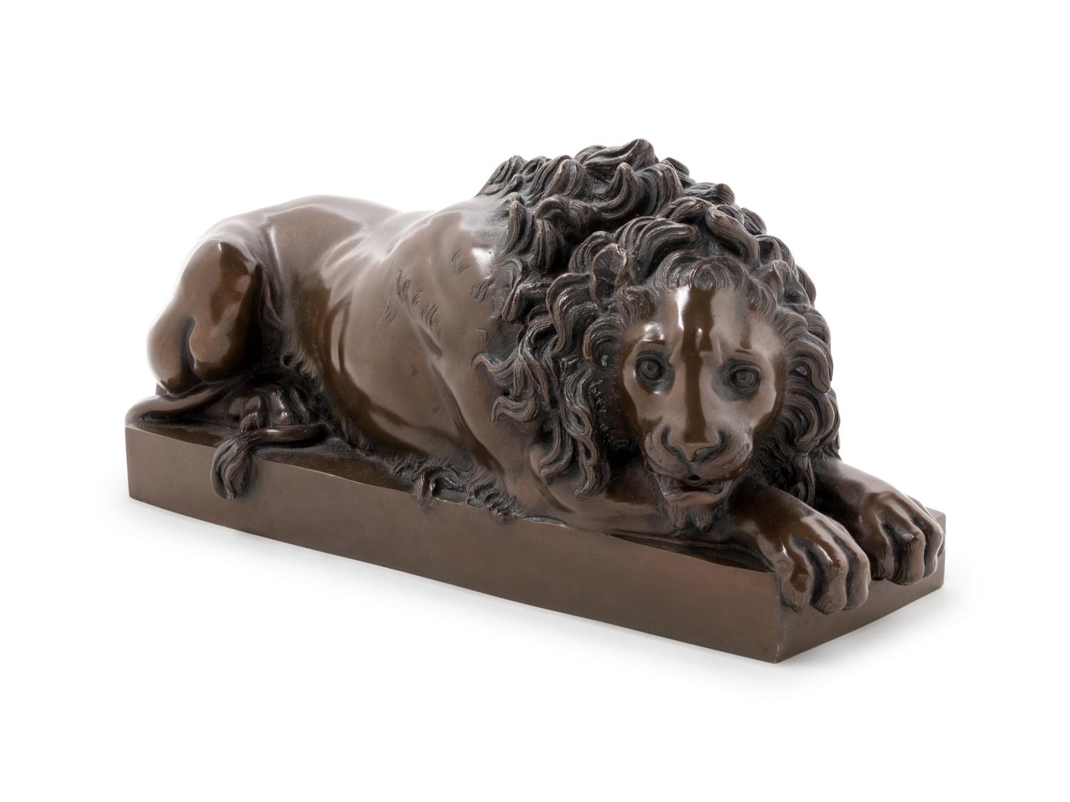 A Grand Tour Bronze Model of a Recumbent Lion